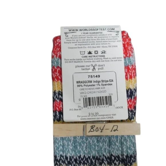 Worlds Softest Socks Ragg Crew Indigo Striped Women's Spa Gift Mother's Day NWT - Picture 2 of 5